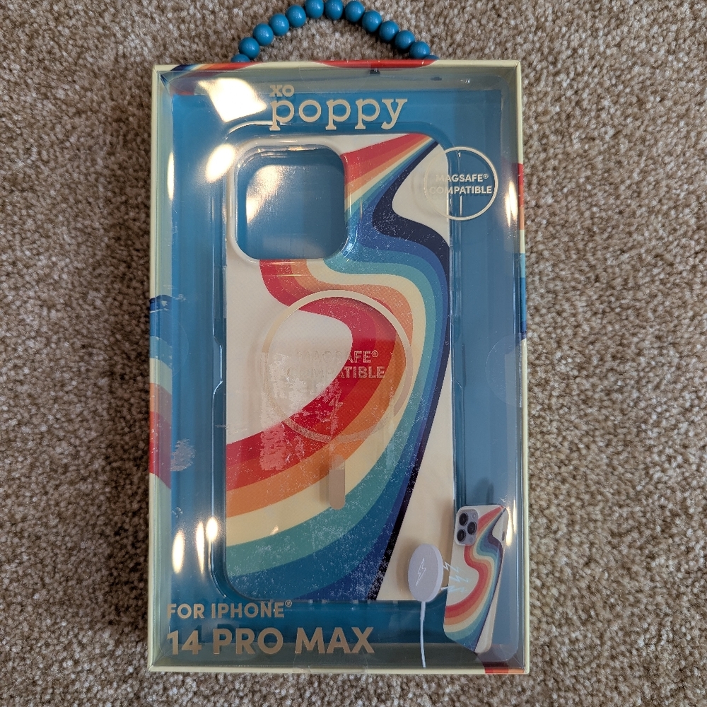 NIB Poppy iPhone 14 Pro Max Phone Case Rainbow Magsafe Compatible